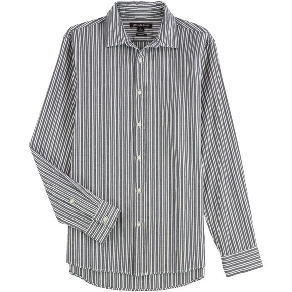 Michael Kors Mens Stretch Cotton Stripe Button Up Shirt, Blue, NWT - Picture 1 of 2